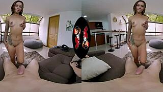 beautiful latina experiences her first vr porn scene