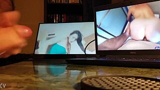 Guy Boldly Masturbates With Computer At Desk