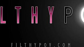 Ashlynn Taylor engages in an intimate oral session with a large partner in a point-of-view scene.