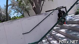 A petite 18-year-old teen explores her body in a point-of-view scene.