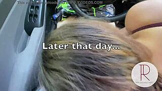 young brunette college couple caught sucking cock in the car outdoors