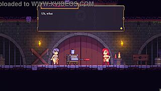 Redhead maiden engages in lesbian sex with a goblin in animated game