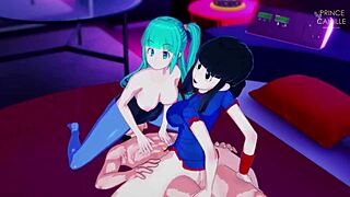 Bulma and Chichi Threesome Fun