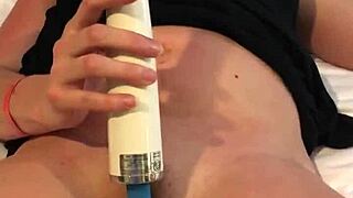 Masterbation with hitachi for cum slut