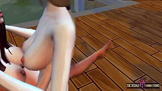 two busty girls finger and lick after beach party in 3d cartoon