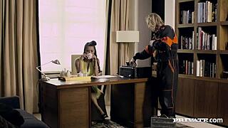 Sharon Lee receives intense cumshot on her big tits in hardcore titty fuck action