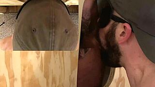 Intense gay blowjob with cum swallow at gloryhole.