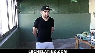 Bearded Latino boy joins gay threesome for cash