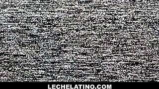 Bearded Latino boy joins gay threesome for cash