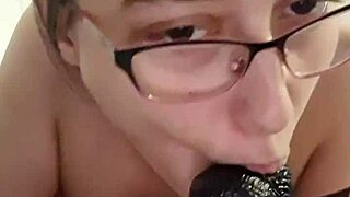 Sucking My Dildo While Riding in Cowgirl Position