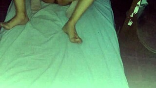 My girlfriend riding me passionately at night before going out.