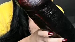 Penelope Black Diamond teases with massive 4XL dildo toy