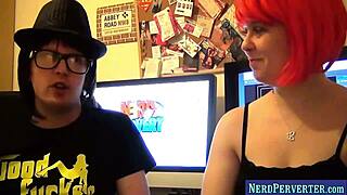 nerd perverter meets a mature brunette pornstar with long hair