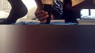 Solo gay man explores anal pleasure with a large cucumber