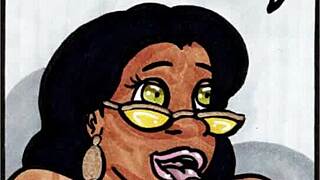 Comic tale of a curvy Latina swallowing in anime style