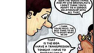 Comic tale of a curvy Latina swallowing in anime style