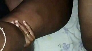 Greedy black woman enjoys casual moments