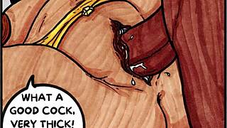 Comic tale of a curvy Latina swallowing in anime style