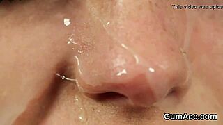 Flirty Babe Intensely Sucks Cum in Blowbang