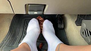 enjoying messy pedal pumping fetish with dirty socks