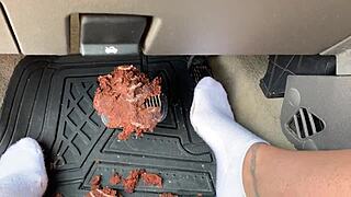 enjoying messy pedal pumping fetish with dirty socks