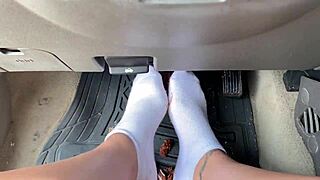 enjoying messy pedal pumping fetish with dirty socks