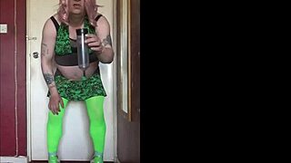 Bisexual crossdresser swallows his own piss and craves yours