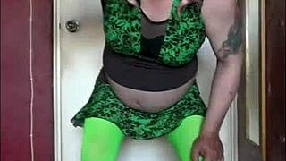 Bisexual crossdresser swallows his own piss and craves yours