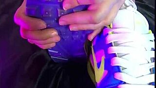 Teen with short hair enjoys sneaker style and foot fetish