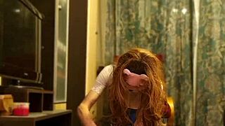 Cute sissy Monika boldly swallows cum after intense fucking