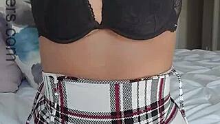 hot big tits teacher getting off with toys