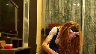 Cute sissy Monika boldly swallows cum after intense fucking