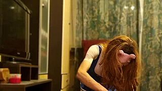 Cute sissy Monika boldly swallows cum after intense fucking