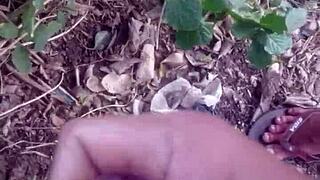 Tan gay enjoys outdoor sex with Tao