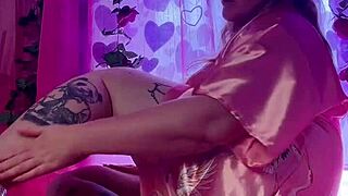 seductive silk striptease reveals hairy beaver in slow teasing.