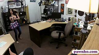 cuban chick spied giving head and banged at pawnshop