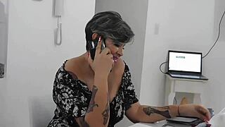 this hooker calls her lover to bang her before hubby arrives.