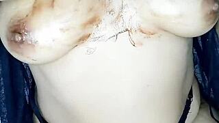 Curvy woman touches her big ass and tits alone