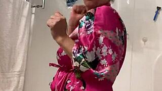 Anna dances teasingly in her robe