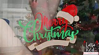 Redhead Girlfriend Handjob My Big Dick With Oil For Christmas Gift