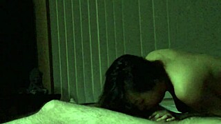 Hot asian babe gives intense blowjob action