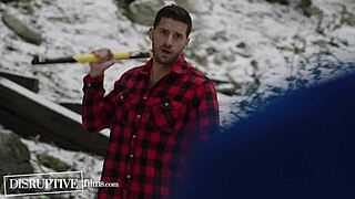 Hot lumberjack fucks curious twink