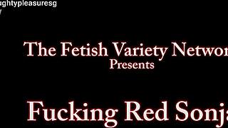 fucking sonja the red in cosplay cowgirl riding action