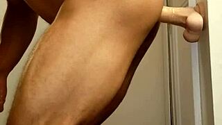 Hey, wanna see some fun with a dildo while the shower heats up?