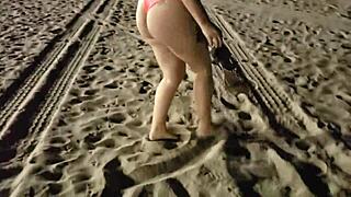 Blonde Beach Babe Flashes Tits And Pussy In Public