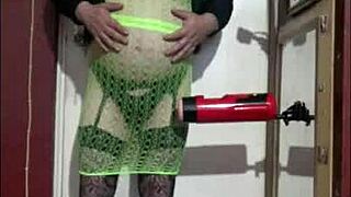 Crossdresser Indulges in Solo Machine Play at Home
