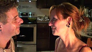 cute loving couple in the kitchen