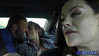 Bisexual Guys Sperm Babes Boobs In Hardcore Threesome Cumshot Scene