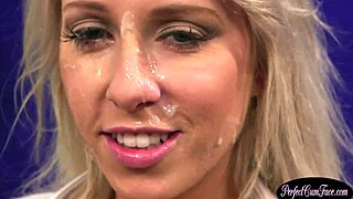 sexy british babe gets jizzed after wild blowjob