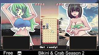 Bikini Striptease with Clothes Ripped in Anime